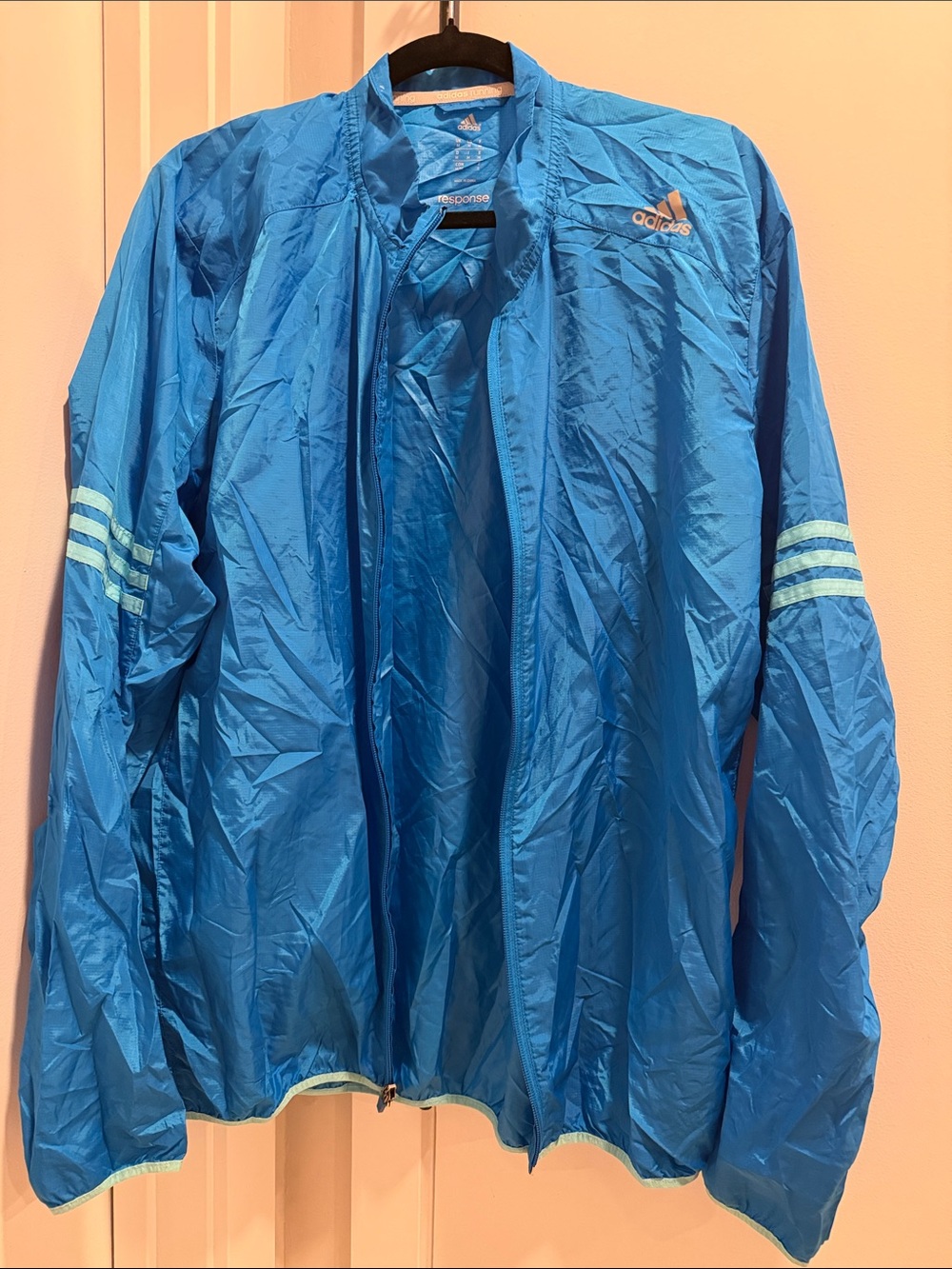 adidas Bright Blue Men’s Packable Windbreaker Jacket